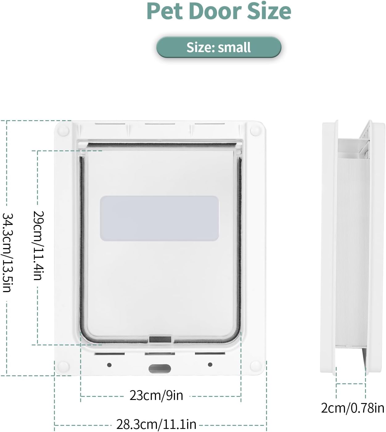 Small Doggie Door with Magnetic Locking Panel for Home Security - Durable & Weatherproof 13.5x11.1 for Small to Medium Dogs, Cats, Pets. Easy to Install