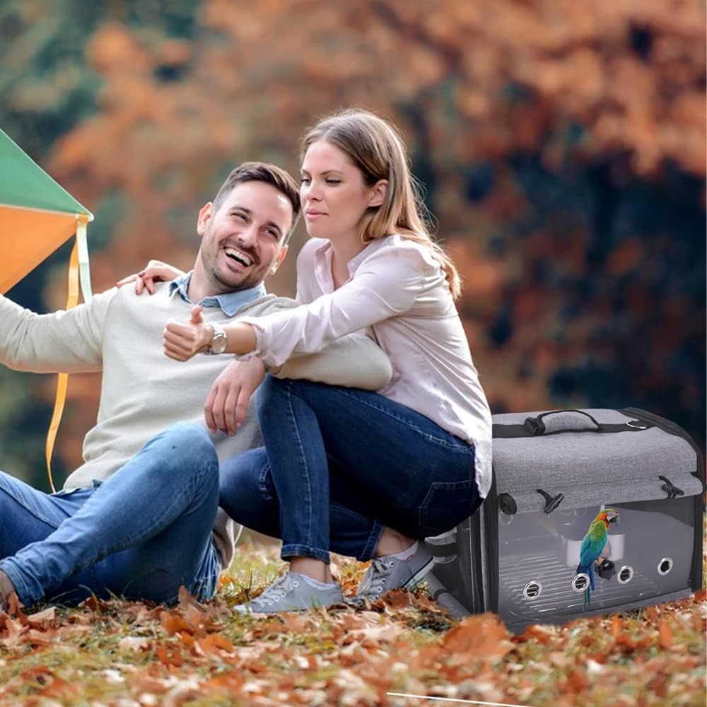 SUERTREE Bird Carrier Bag With Stand, Lightweight Backpack for Parrot, Portable Travel Cage, Pet Transparent Breathable Carrier