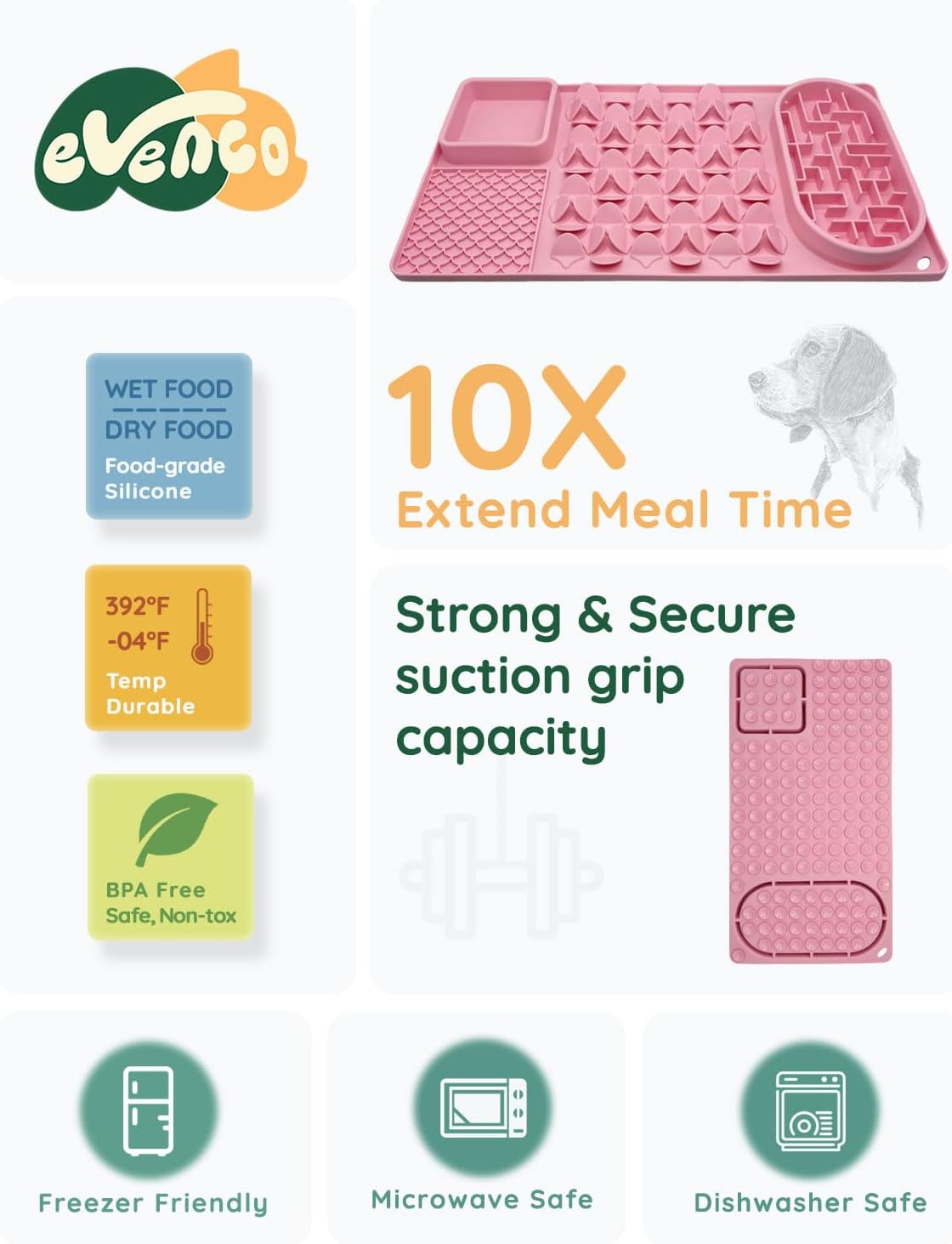 Slow Feeder Bowl for Large Dog, Silicone Lick Mat & Snuffle Mat with Suction Cups - Interactive Puzzle Feeder to Slow Eating & Keep Busy, Reduce Vomiting & Relieve Boredom (21"x 11" Pink)