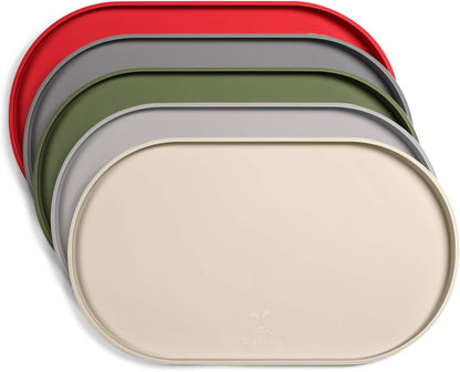 DogBuddy Dog Food Mat - Waterproof Dog Bowl Mat, Silicone Pet Mat for Food and Water Bowls, Nonslip Pet Feeding Mat with Edges, Dogs Food Mats for Floors, Puppy Supplies (Small, White Sand)