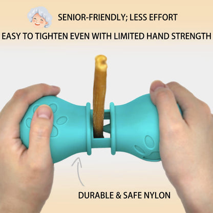 Bully Stick Holder for Dogs, Chew Holder, Prevent Choking Safety Device (Green, Large)