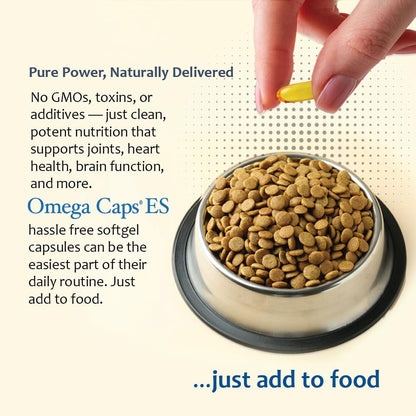 Omega Caps ES Extra Strength for Large and Giant Dogs Omega-3 and Omega-6 Fatty Acid Antioxidant Supplement Vet Formulated Made in USA Skin Coat Joint Heart and Immune Health 60 Softgel Capsules