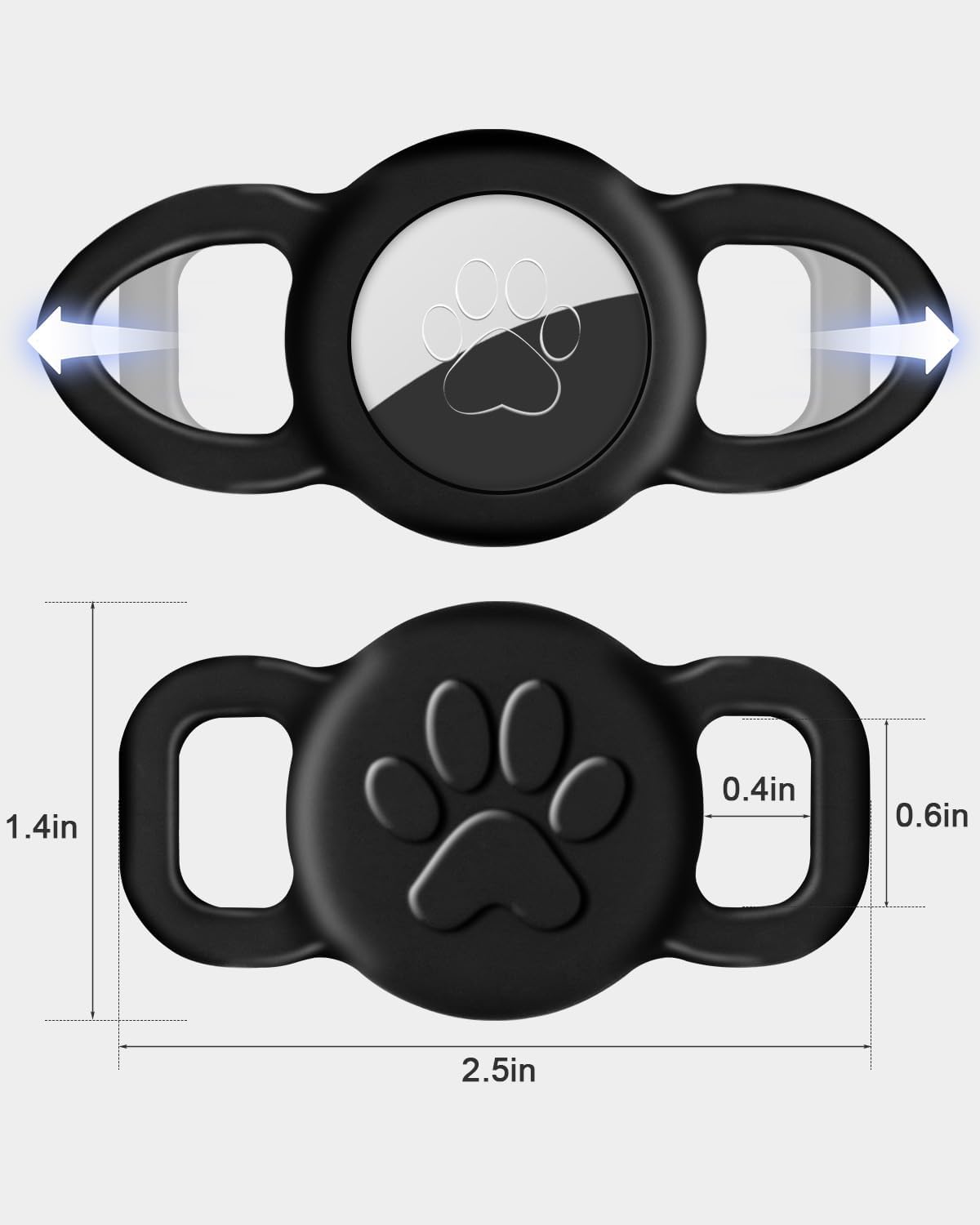 Dynmeow Dog Cat Collar Holder Compatible with Airtag, Anti-Lost Silcione Holder for 3/8 and 5/8 Inch Wide Collars, Black, S(1 Pack)