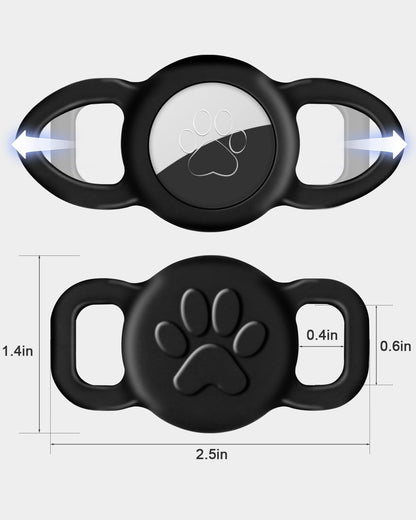 Dynmeow Dog Cat Collar Holder Compatible with Airtag, Anti-Lost Silcione Holder for 3/8 and 5/8 Inch Wide Collars, Black, S(1 Pack)