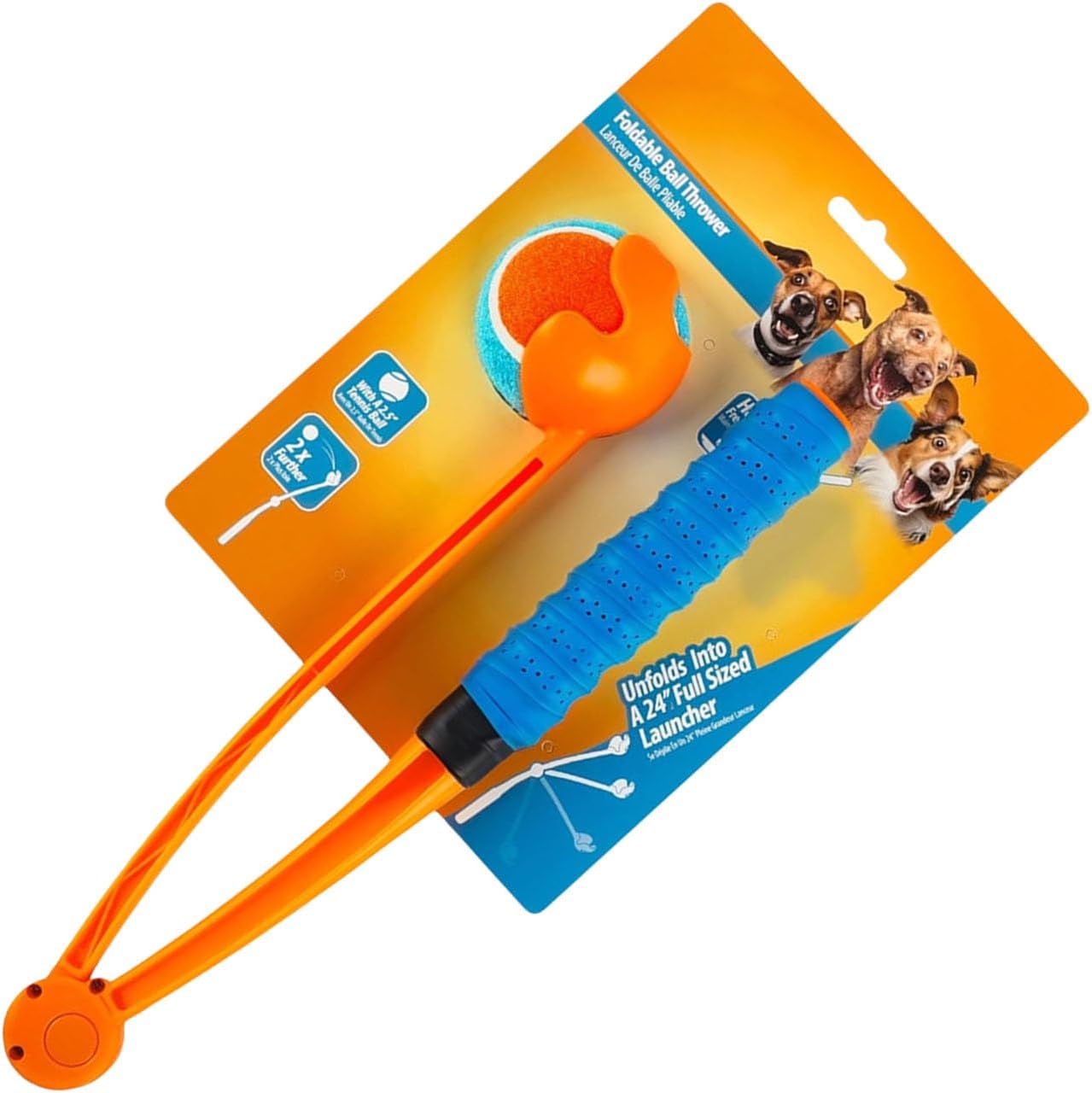 Retractable Dog with Bright Tennis Beads Grip for Long-Distance Throws – Portable Exercise Tool for All Breeds Easy Unsullied Dog Ball Starter