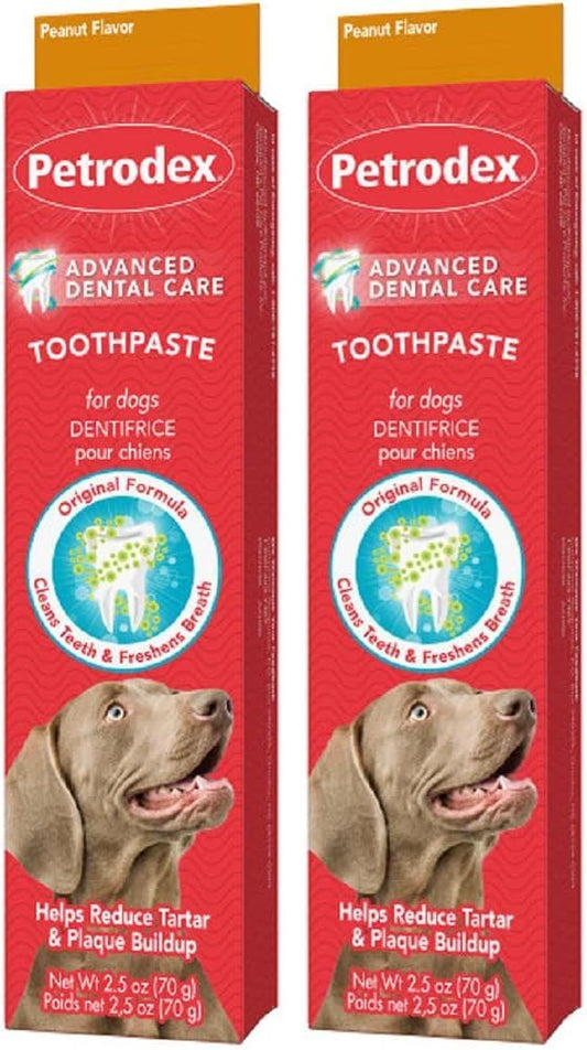 Petrodex Toothpaste for Dogs and Puppies, Cleans Teeth and Fights Bad Breath, Reduces Plaque and Tartar Formation, Enzymatic Toothpaste, Peanut Flavor, 2.5oz (Pack of 2)