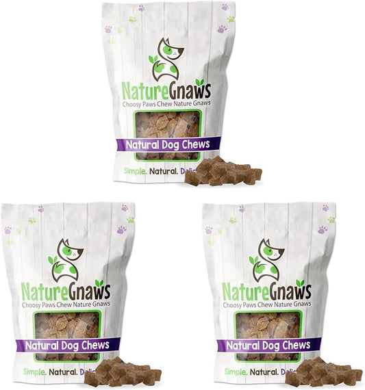 Nature Gnaws Fish Bites for Dogs - Natural Dog Treats – Premium Cod & Salmon Chewy Training Reward – 1 Lb (Pack of 3)