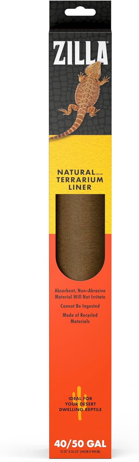 Zilla Reptile Terrarium Bedding Substrate Floor Liner, Brown, 30BR/40BR/50/65G, 17.25" x 35.25"