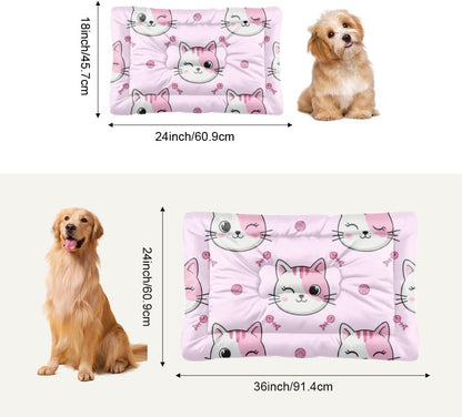 Comfy Dog Crate Mat with Anti-Slip Bottom, Cute Cats Dog Pillow Crate Pads Folding Bed Ultra Soft Cat Bed Mat for Indoor& Outdoor Sofa Cars, Machine Washable 24 X 18 Inch