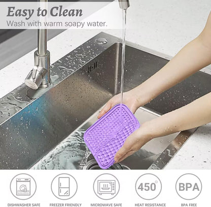 MateeyLife 2PCS Small Lick Mat for Dogs and Cats, Licking Mats for Dog Anxiety Relief, Cat Peanut Butter Lick Pad for Boredom Reducer, Dog Treat Mat Perfect for Bathing Grooming Purple&Light Blue