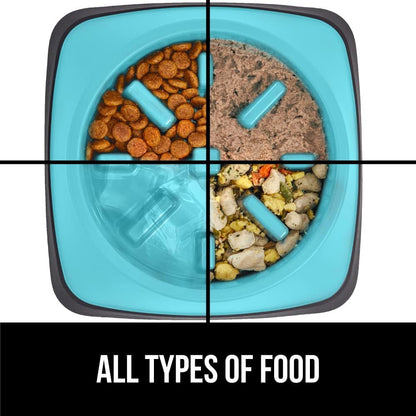 GORILLA GRIP Stainless Steel Dog Bowls, 1Cup, Turquoise and Slow Feeder, 1Cup, Turquoise Bundle