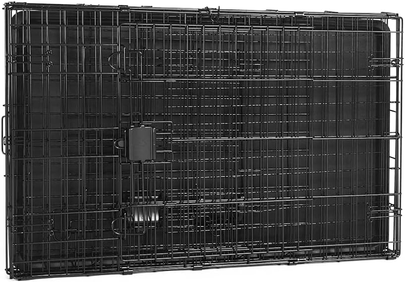 Amazon Basics - Durable, Foldable Metal Wire Dog Crate with Tray, Double Door, 36 x 23 x 25 in, Black