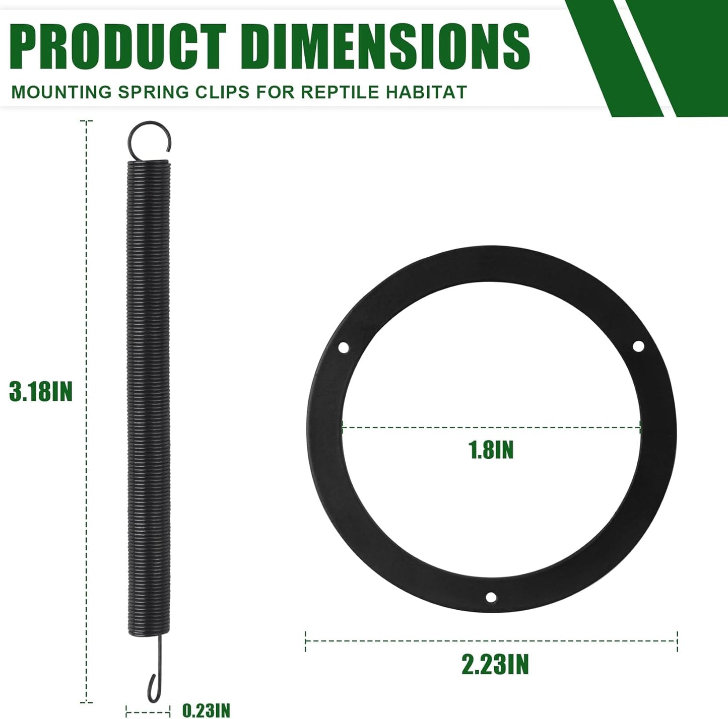 Mounting Spring Clips for Reptile Habitat Lighting Domes, Fits most reptile lighting domes,terrarium mesh screens, and heat lamp covers, 5.5"/8.5" Domes,Most Standard Domes and Screen Covers (3 pack)