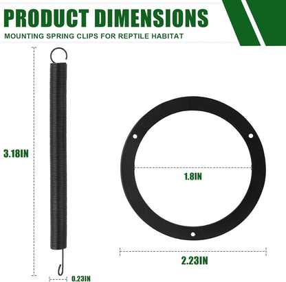 Mounting Spring Clips for Reptile Habitat Lighting Domes, Fits most reptile lighting domes,terrarium mesh screens, and heat lamp covers, 5.5"/8.5" Domes,Most Standard Domes and Screen Covers (3 pack)