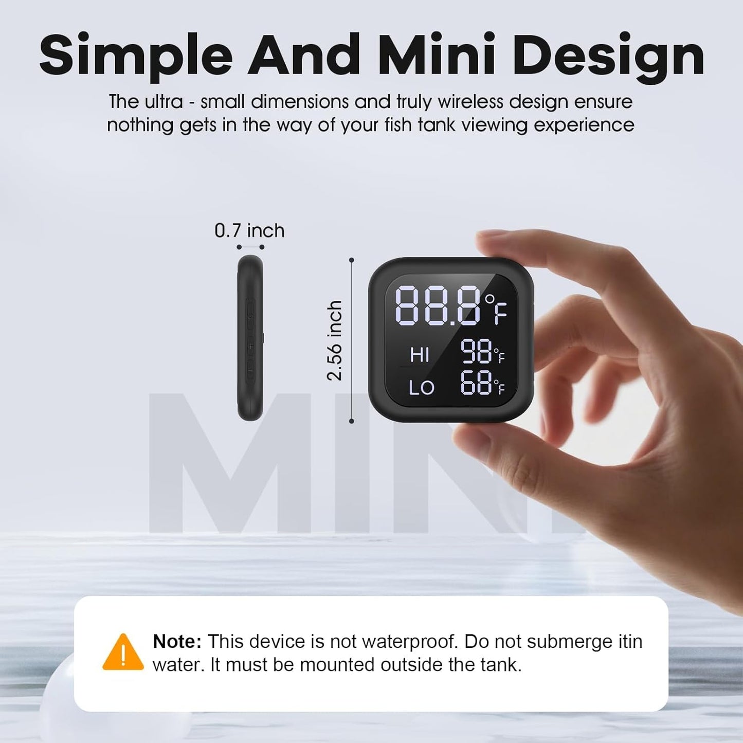 Smart Digital Fish Tank Thermometer – LED Display to ±0.9°F, Alarm for Aquarium, Turtle Tank, Betta Fish & More | 5-200 Gallon | High/Low Temperature Alerts