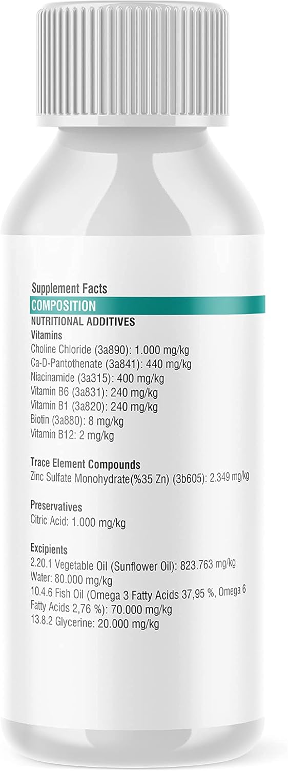 OptiBiomega Fish Oil for Dogs & Cats, Vitamins & Supplements Skin and Coat, Zinc, Omega 3 & Omega 6 Fatty Acids Support Immune Supplement, 3.38 fl oz
