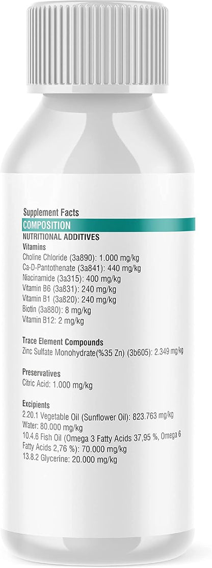 OptiBiomega Fish Oil for Dogs & Cats, Vitamins & Supplements Skin and Coat, Zinc, Omega 3 & Omega 6 Fatty Acids Support Immune Supplement, 3.38 fl oz