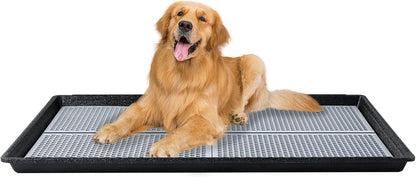 HQ4us Dog Pee Pad Holder Tray with Grate 45”×34”, Large Dog Litter Box Toilet, Puppy Pee Pad Holder, Less Mess, Dog Potty Indoor Outdoor for Balcony