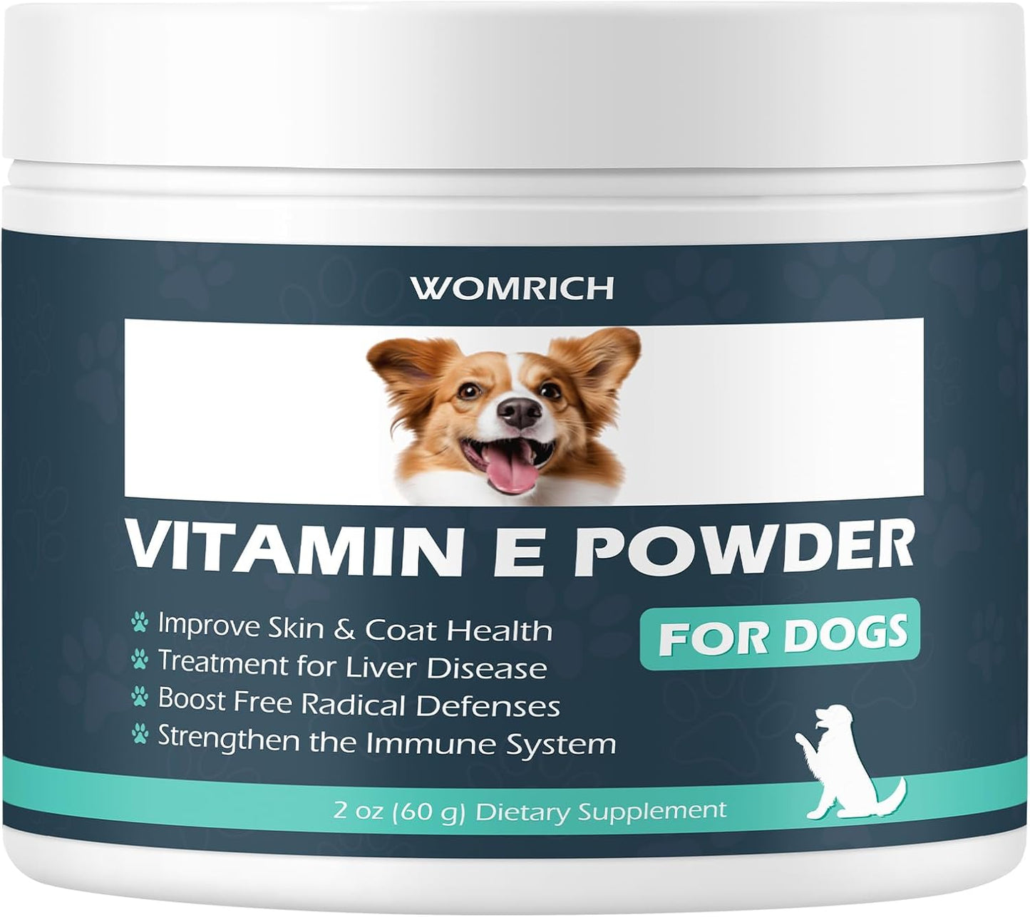 Vitamin E for Dogs, Dog Vitamins E, Vitamin E Powder Promote Cardiovascular Health & Cell Membranes, Boost Dog Immune System, Improve Skin & Coat Health, Treatment for Liver Disease, for All Dogs, 60g