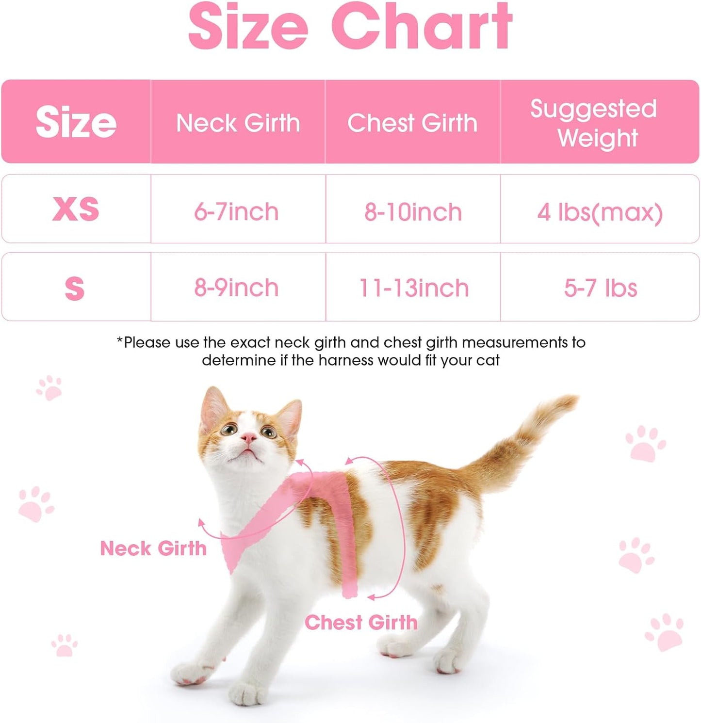 Cat Harness and Leash Set for Walking Escape Proof, Soft Adjustable Kitten Harness Breathable Mesh with Reflective Strips Harness for Kitty Puppy Bunny(Pink,XS)