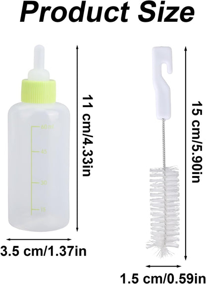 Kitten Bottle Feeding Kit, Professional Kitten Nursing Bottle with Nipple & Cleaning Brush Newborn Pet Feeding Supplies for Baby Cat Puppies Rabbits & Small Animals