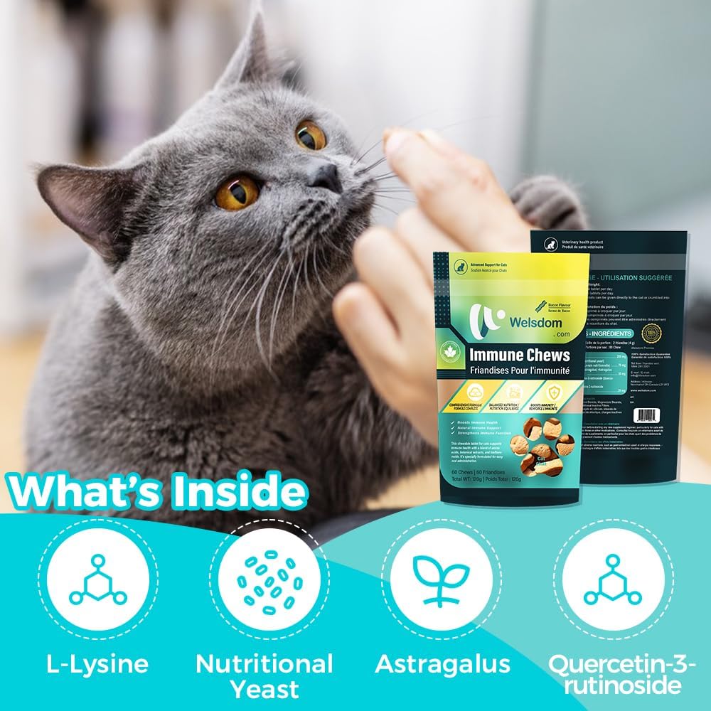 Pets Cat Immune Chews - 60 Count | Immune System Support for Cats | Antioxidant-Rich Formula with Essential Nutrients