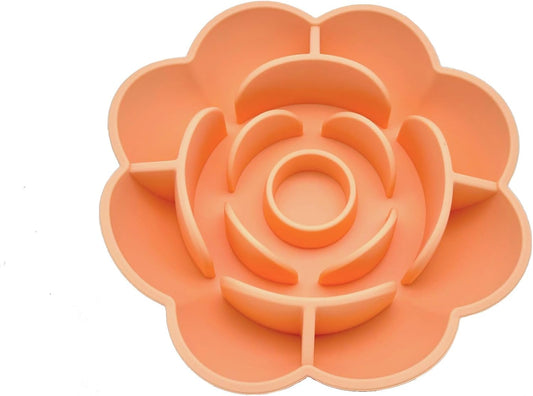 Rose Petal Silicone Lick Mat Slow Feeder for Dogs, Cats & Pets (Orange)