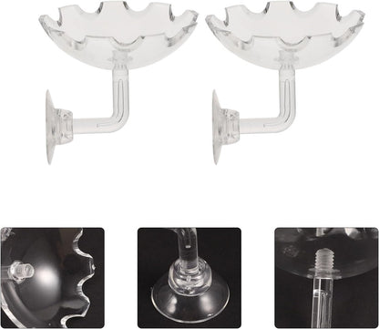 Luxshiny 2Pcs Shrimp Feeding Dish Fish Tank Feeder Bowl with Suction Cup Acrylic Aquarium Supplies for Reptiles and Aquatic Pets