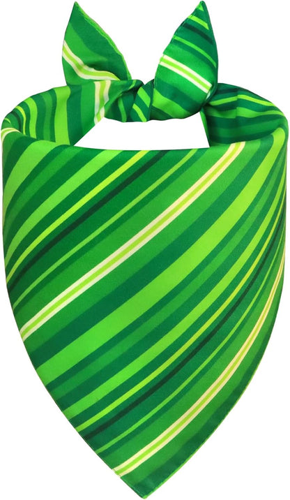 St. Patrick’s Day Dog Bandana - Reversible Lucky Green Shamrock Clover & Stripes Scarf for Medium to Large Dogs, Cute Costume Accessory for Irish Gift