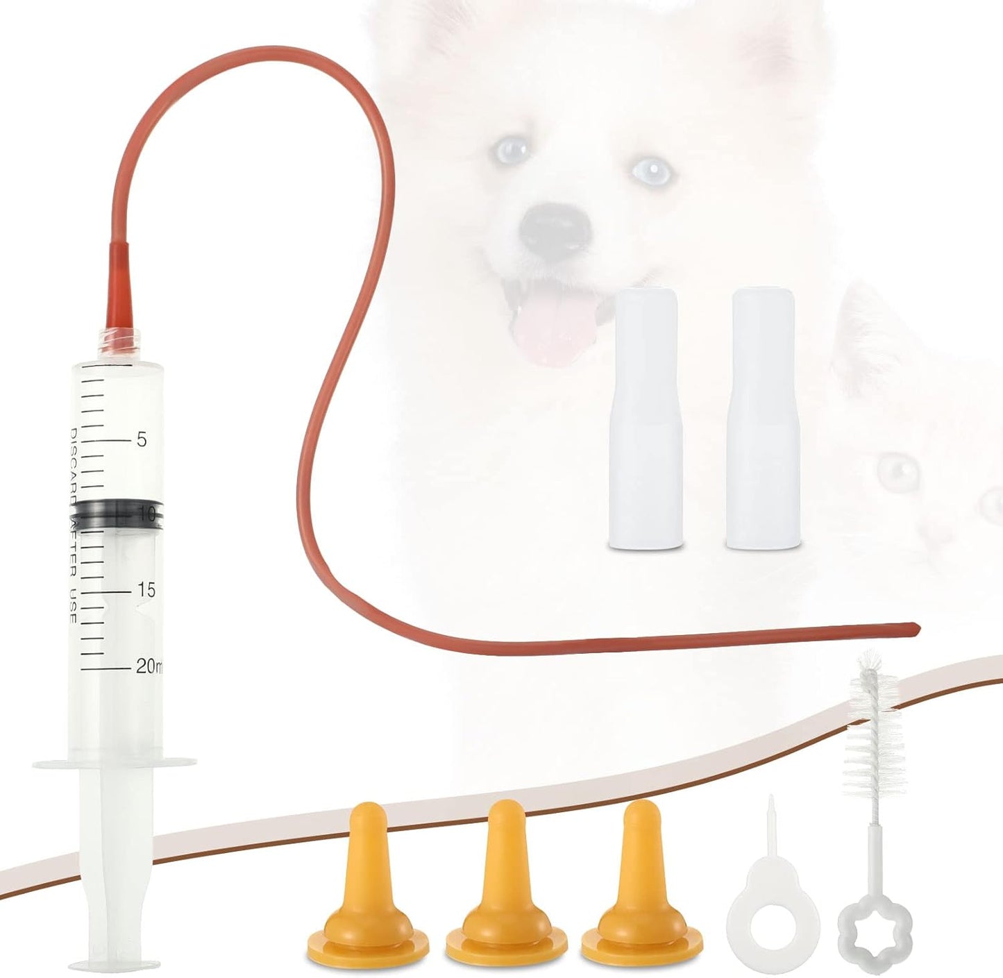 Zubebe 15 Pcs Puppy Whelping Supplies Puppy Feeding Tube Kit Includes Pet Feeding Bottle Nipples Dog Kitten Nursing Syringes Pill Shooter Dispenser 10 ml 15 ml Tool for Kitten Animals