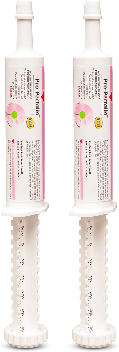 Vetoquinol Pro-Pectalin Oral Paste for Dogs & Cats, Helps Relieve Occasional Diarrhea, Situational Diarrhea Relief with Kaolin and Pectin, Contains Beneficial Probiotic Bacteria, 30cc - Pack of 2