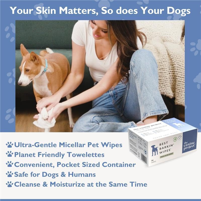 Dog Skin Therapy Spray & Grooming Wipes Bundle - Anti-Itch Healing Spray with Aloe Paw & Ear Wipes (24-Pack) Gentle First Aid & On-The-Go Cleaning