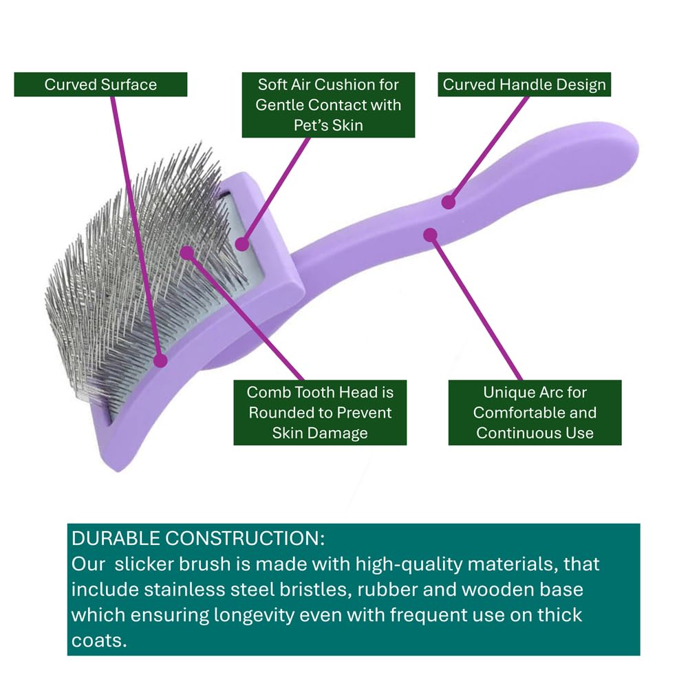Slicker Brush Perfect For Dogs and Cats (Big and Medium Dogs, Goldendoodles, Labradoodles, Poodles and Cats) Curved Design for Thick, Fluffy, Detangled and Shedding Fur (Yellow, Small)