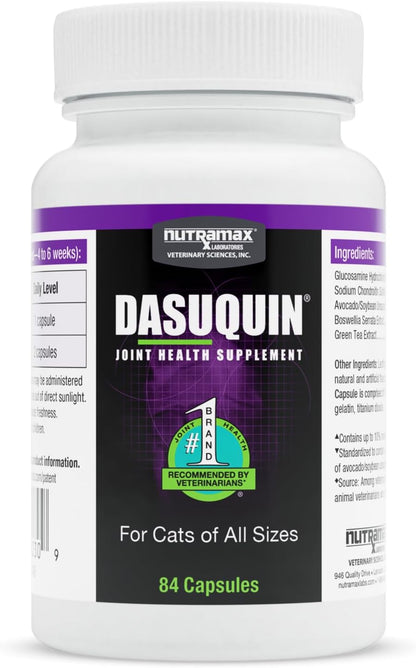 Nutramax Laboratories Dasuquin Joint Health Supplement for Cats - With Glucosamine, Chondroitin, ASU, Boswellia Serrata Extract, and Green Tea Extract, 84 Capsules