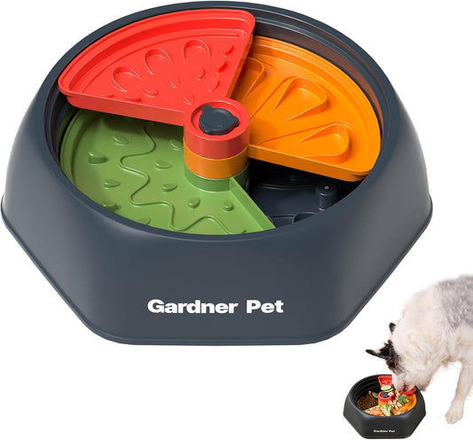 Gardner Pet Adjustable Slow Feeder Bowl for Medium/Large Dogs – 9.85'' L Size with Suction Base, Detachable Puzzle Insert & Freeze-Friendly Design (BPA-Free)