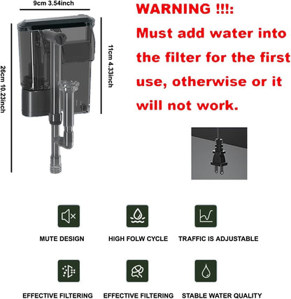 1.5Gallon Glass Aquarium Nano Small Fish Tank Start Kit with Adjustable Filter,LED Light for Small Fish,Shrimp,or Betta 22 * 16 * 16cm