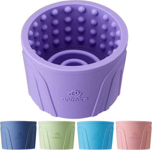Dog Slow Feeder Lick Bowl, Anxiety Relief Dog Licking Mat Treat Dispenser, Non-Slip Anti-Choking Slow Eating Lick Bowl for Small Medium and Large Breed Dogs, BPA Free Silicone(Purple,S)