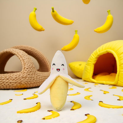 Yellow Squeeze Squeaker Puppy Dog Toys Plush Chew Toys (Banana) Dog Squeak Toys
