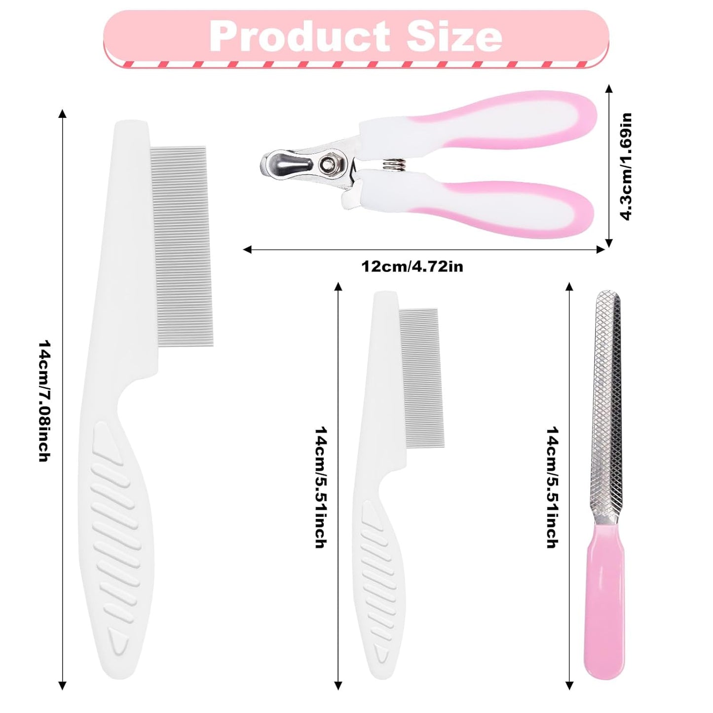 Guinea Pig Brush Kit Hamster Cleaning Grooming Comb with Nail Clipper Trimmer, Nail Files - Professional Small Animal Grooming Tool for Rabbit, Bunny, Puppy, Kitten, Ferret