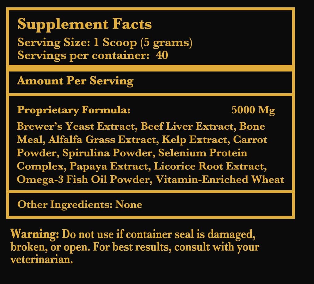 Holistic Multivitamin Supplement for Dogs and Cats - Complete 12-in-1 Plant-Based Vitamins & Minerals for Skin, Coat, Digestion, Bones, and Immunity - Omega-3 Fish Oil, Vitamin Mineral Complex - 200G