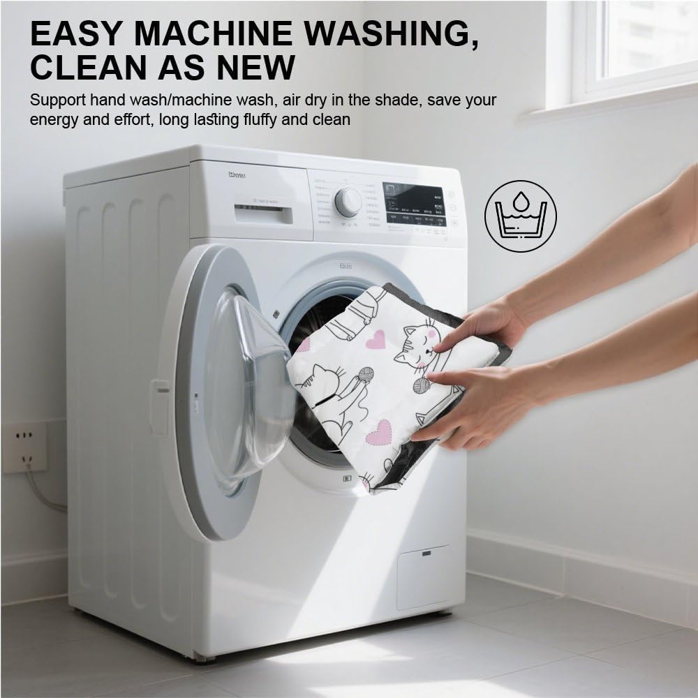 Ultra Soft Cat Bed with Anti-Slip Bottom, Cute Cats Pet Supplies Chew Proof Crate Pad Cat Bed for Desk Comfy Dog Kennel Mat for Indoor& Outdoor Sofa Cars, Machine Washable 24 X 36 Inch