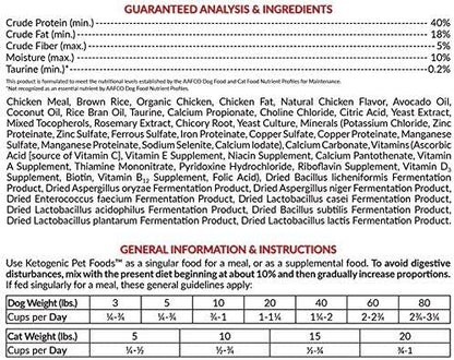 Ketogenic Pet Foods - Keto-Foundation - High Protein, High Fat, Low Carb Dog & Cat Food - 18 lb. Bag