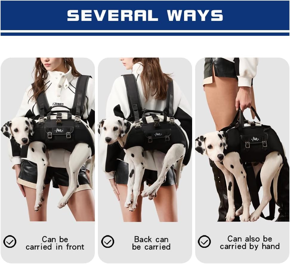 FCT Dog Backpack Carrier - Spine-Friendly for Small to Midium Dogs (8-18 lbs), Horizontal Design Dog Carrier with Adjustable Back Straps,Legs-Out Comfort for Travel/Hiking/Cycling (Black, Size M)