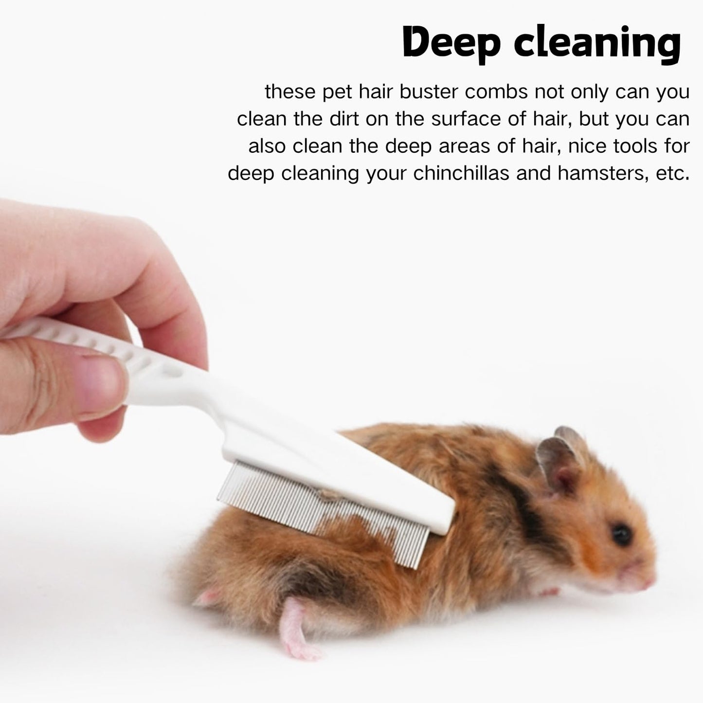 Stainless Steel Rounded Teeth Grooming Comb for Small Pets - Massage and Cleaning Tool for Chinchillas, Ferrets, Guinea Pigs, Rabbits (2 Pack, White)