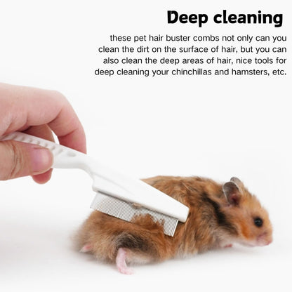 Stainless Steel Rounded Teeth Grooming Comb for Small Pets - Massage and Cleaning Tool for Chinchillas, Ferrets, Guinea Pigs, Rabbits (2 Pack, White)