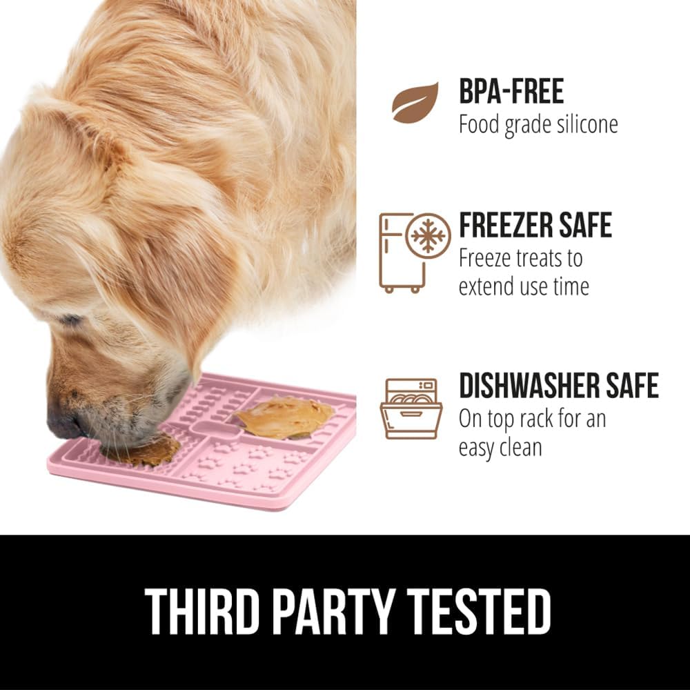 GORILLA GRIP Lick Mat for Dogs, 3Pack, Turquoise/RoyalBlue/Pink and Dog Leash, 4ft-1/2in, Black Bundle