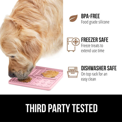 GORILLA GRIP Lick Mat for Dogs, 3Pack, Turquoise/RoyalBlue/Pink and Dog Leash, 4ft-1/2in, Black Bundle