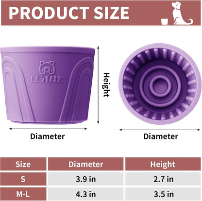 Dog Lick Bowl, Bestalk Anxiety Relief Slow Feeder Dog Freeze Mat Treat Dispenser, Non-Slip Licking Bowl Enrichment Toys for Small Medium and Large Breed Dogs, BPA Free Silicone(Purple,M-L)