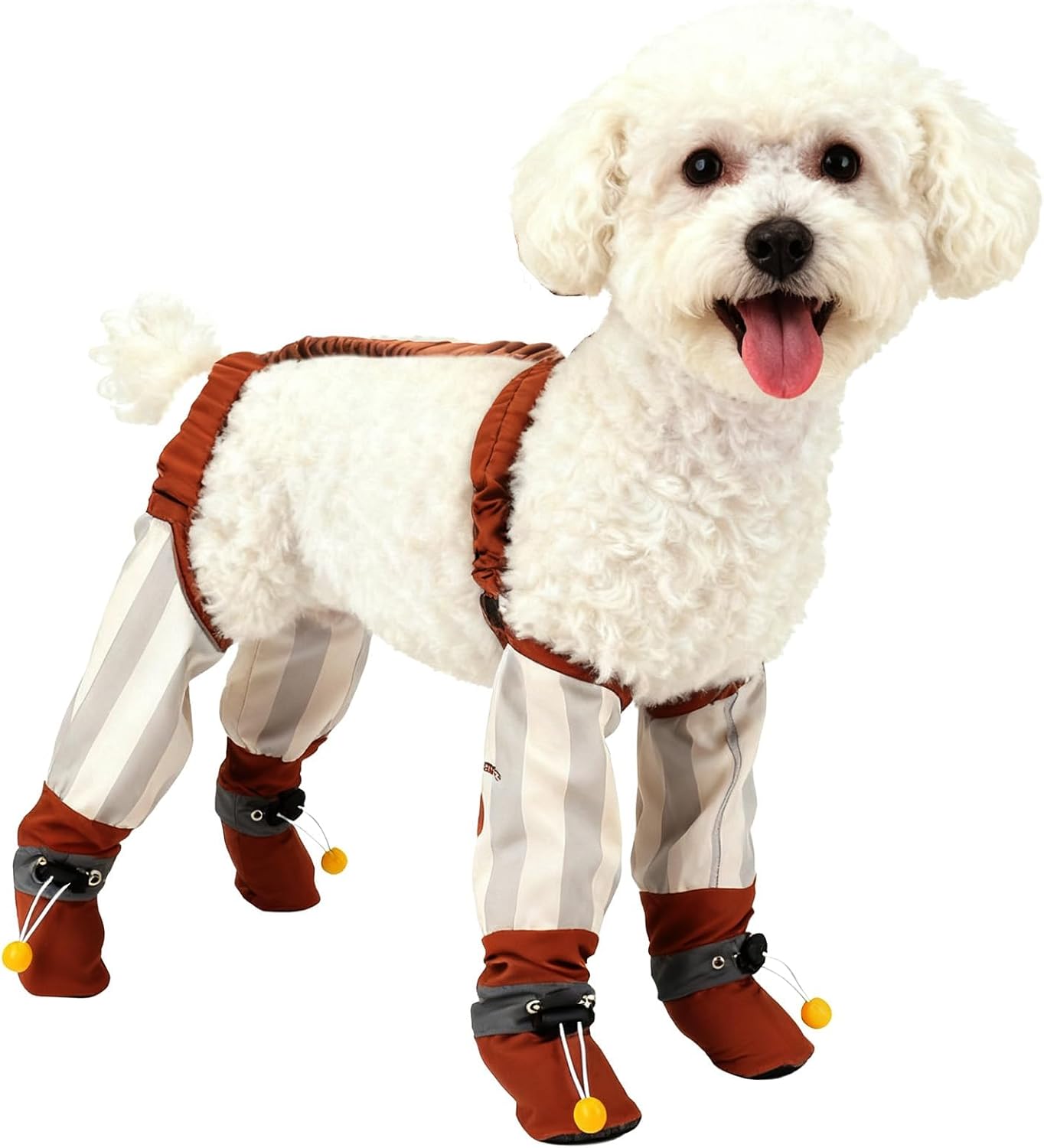 Mity rain Dog Suspender Boots for Small Dogs, Dog Boots with Elastic Strap Over-Back Naughty Dogs, Waterproof and Rubber Shoes for Anti-Rain, Snow, Winter and Keep Everything Clean