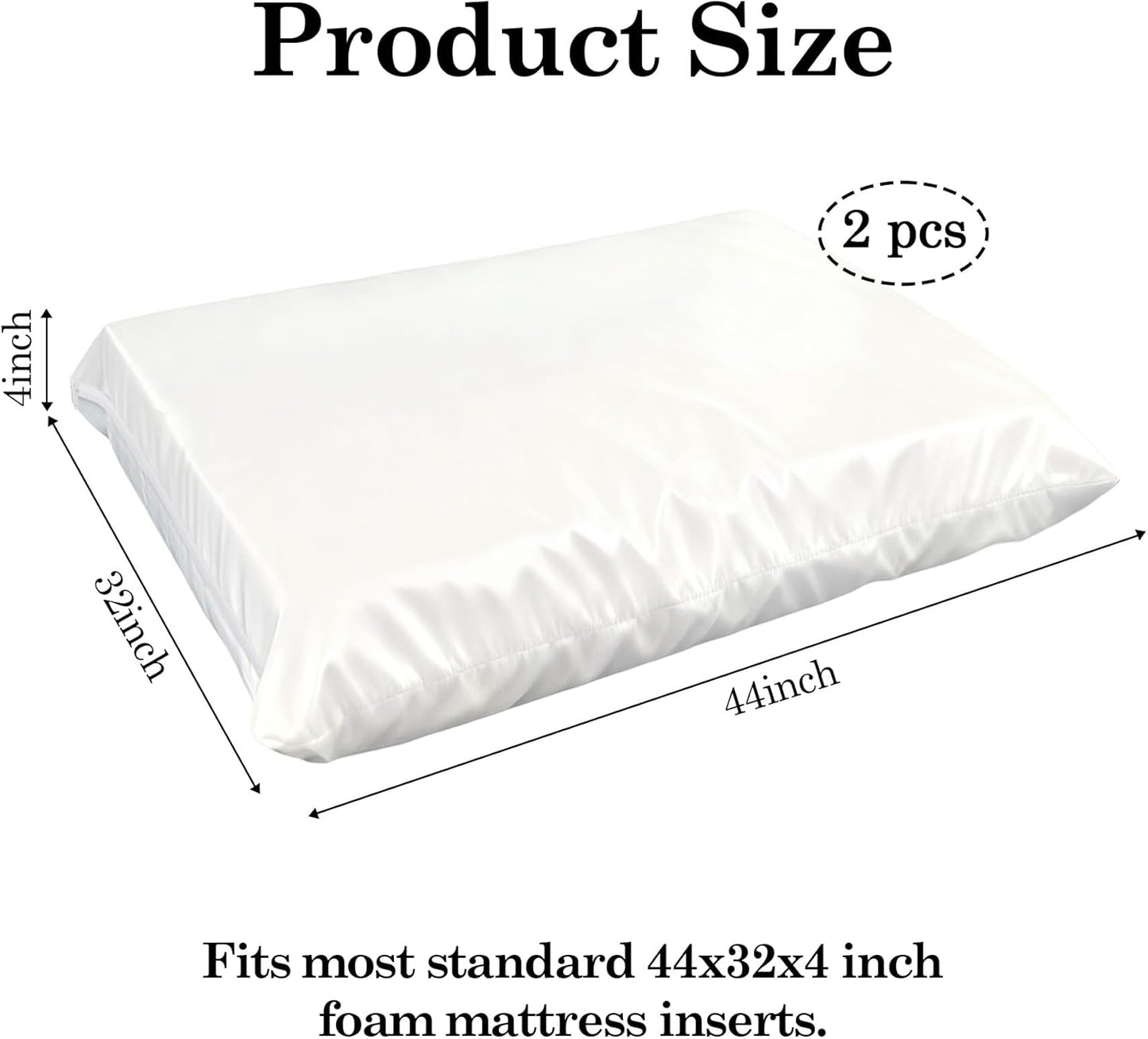 Klmnop 2 Pack Waterproof Dog Bed Liners, Washable Replacement Liner for Dog Bed, Leakproof Foam Mattress Protector, Liner Only 44 x 32 x 4 Inch(White)